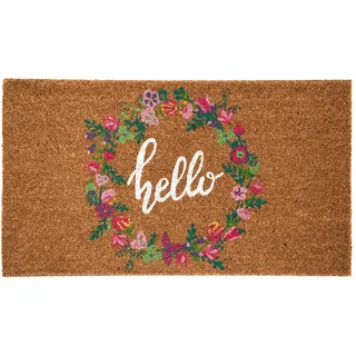 Fisura - Fußmatte außen Hello aus Kokosnuss mit Rutschfester PVC-Rückseite. Lustige Welcome Fußmatte. Handbemalt .Größe:70x40 cm.