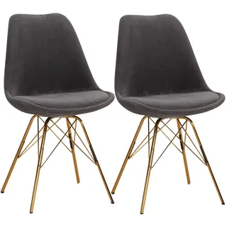 KADIMA DESIGN Esszimmerstuhl Cara-Stoff grau 2er Set