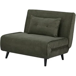 Riess Ambiente Retro Schlafsessel SMART Multifunction - 100cm - grün - Cord Sessel mit Bettfunktion Klappsessel inkl. Kissen