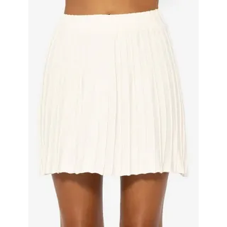 SASSYCLASSY Strickrock Plissierter Minirock Damen aus Strick elegant Mini Strickrock aus weichem, plissiertem Viskosemix Offwhite Schwarz weiß L