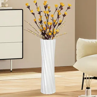 GDSZJLJ Weiße Keramik-Bodenvase, 40 cm, Heimdekoration, große dekorative Bodenvase für Tafelaufsatz, Wohnzimmer, Schlafzimmer und andere Räume, Pampasgras-Vase für Freunde, Geliebte und Familie