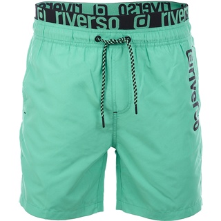 riverso Herren Badehose Badeshort RIVBobby Regular Fit Regular Fit Flashy Grün-Schwarz Tunnelzug 3XL