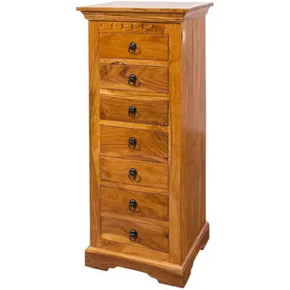 Holzkommode Sideboard schmal hoch 47x112cm Akazie Holz massiv hellbraun kolonial