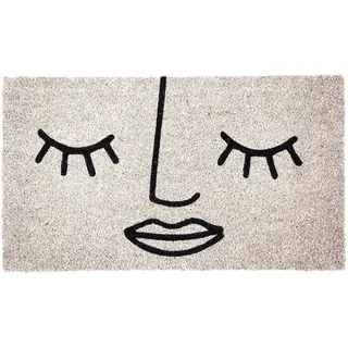 Fisura - Fußmatte außen Gesicht aus Kokosnuss mit Rutschfester PVC-Rückseite. Lustige Welcome Fußmatte. Handbemalt. Größe: 70 cm x 40 cm. Farben: gelb, rosa, blau und weiß.