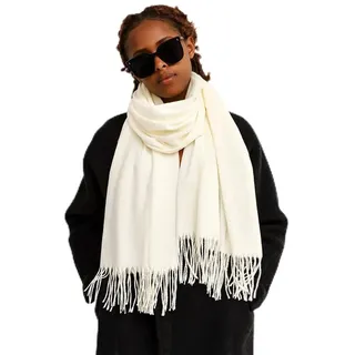 QEXUJOW Pashminas für Damen Warmer Herbst- und Winterschal für Damen, reiner Baumwollschal, Kaschmirschal und Schal, geeignet für Abendkleid, Schal, Schal, Winterschal, wiederverwendbar (weiß)