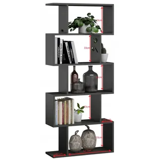 matkam Bücheregal Standregal 76,4 x 28 x 176 cm Anthrazit