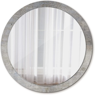 Tulup Ø 100 cm Bedruckter Spiegel Runder Spiegel Designer-Spiegel Wand Wandspiegel Rund - grau Beton