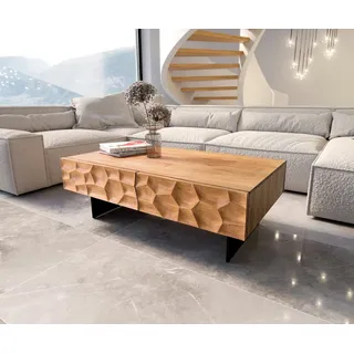 DeLife Couchtisch Solu Beige Akazie 120 x 40 x 70 cm