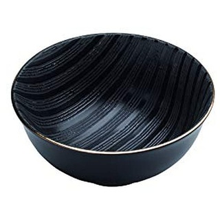 Zafferano Black Stone - Porzellan Schälchen, Durchmesser 120 mm, Farbe Schwarz/Goldrand, spülmaschinengeeignet - Set 6-teilig