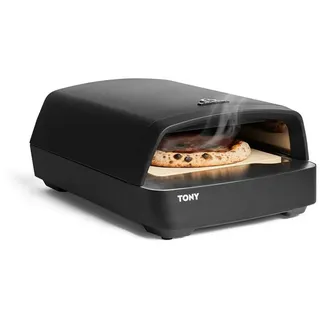BURNHARD® Gas-Pizzaofen Gas-Pizzaofen TONY, TONY, 450 °C, Tragbarer 5,9 kW Outdoor Ofen für Pizza, Cordierit-Pizzastein 33 cm schwarz
