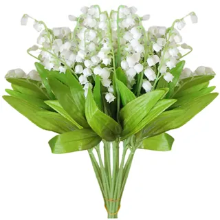 Faroby 12 künstliche Maiglöckchen, 35, 6 cm, weiße Kunstblumen, Glockenorchidee für Zuhause, Hochzeit, Party, Gartendekoration