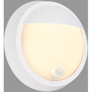 BRILONER - LED Wandlampe Akku mit Bewegungsmelder, Dämmerungssensor, 20 sek. Timer, Aussenlampe, Wandleuchte aussen, LED Strahler außen, Außenleuchte, Außenwandleuchten, 17x7 cm, Weiß