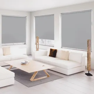 Ansobea Verdunklungsrollo, Senkrechtmarkise Rollo zum Einhängen,Verdunkelungsrollo Klemmrollo Verdunkelung für Fenster und Türen,Hellgrau Seitenzugrollo,140 x 140 cm