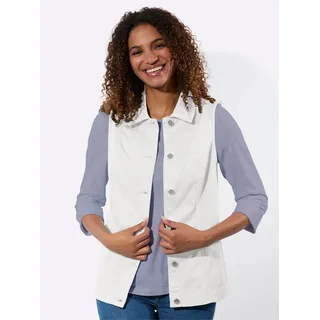 Kurzweste CASUAL LOOKS, Damen, Gr. 46, weiß, 97% Baumwolle, 3% Elasthan, unifarben, Westen