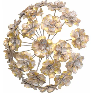 Wdekoobjekt, Wdekoration aus Metall, rund, Motiv Blumen, 11574940-0 gold T: 14 cm