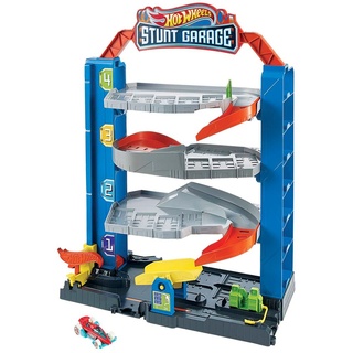 Hot Wheels Stunt-Garage Spielset, Parkhaus inkl. 1 Spielzeugauto, Parkgarage