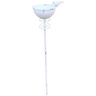 Deko-Impression Vogeltränke Vogeltränke auf Stab Futterstelle Gartenstab Gartenstecker Eisen weiß