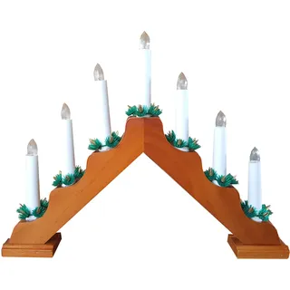3er Set Kerzenbrücke Holz braun 7 Kerzen Lichterbogen warmweiß 85000-20