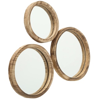 Nagina International Das rustikale Boho Chic Porthole Mirror Trio, Set mit 3-10, 12 und 13 3⁄4 Zoll Durchmesser, Glas und nachhaltigem Holz, von Whole House Worlds