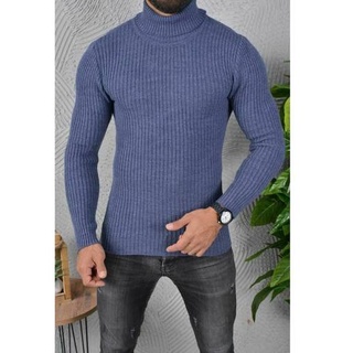 Megaman Jeans Herren Rollkragenpullover Rolli Rollkragen Pulli Shirt Premium Qualität Sweater Longsleeve XL Indigoblau