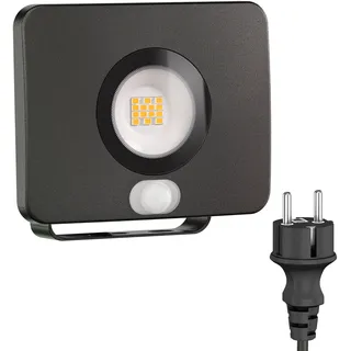 ledscom.de LED Gartenstrahler WEGA für außen, IP44, Bewegungsmelder, schwarz, 11,4 W, 944lm, warmweiß
