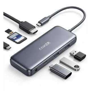 Anker [Upgraded] USB-C Hub Adapter, 7-in-1 USB-C 4K HDMI | Power Delivery, USB-C Datenanschluss, microSD und SD Kartenleser, 2 USB 3.0 Anschlüsse für MacBook Pro, Pixelbook und XPS