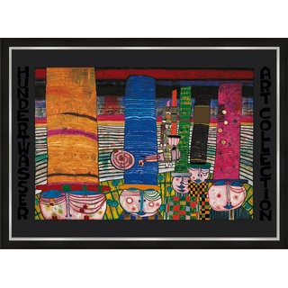artissimo Bild mit Rahmen »Friedenreich Hundertwasser Bild / Kunstdruck gerahmt 72x53cm / Poster mit Rahmen / Wandbild Gemälde Kunst«