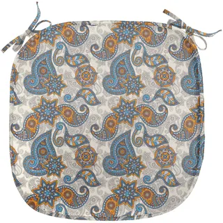 ABAKUHAUS Jahrgang Polster für Esszimmerstühle, Paisley, Dekoratives wasserfestes Kissen mit Riemen für Küchensitze, 40 cm x 40 cm, Violet Blue Marigold