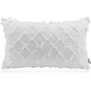 H.O.C.K. Nuvole Kissen inkl. Füllung 50x30cm Ecru weiß mit Fransen