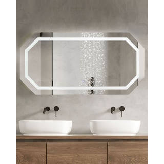 Badspiegel mit LED-Beleuchtung achteckig 120 x 60 cm LOCMARIAQUER