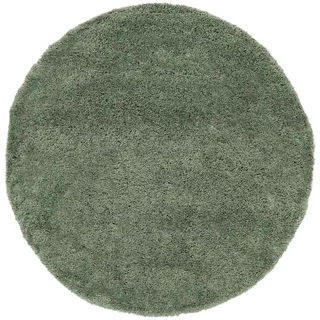 RugVista Comfy, Kinderteppich, Shaggy/Handloom, Ø 250 cm, Rund, Niedriger Stapel, Kinderzimmer, Nur chemische Reinigung, Ohne gefährliche Chemikalien, Grün