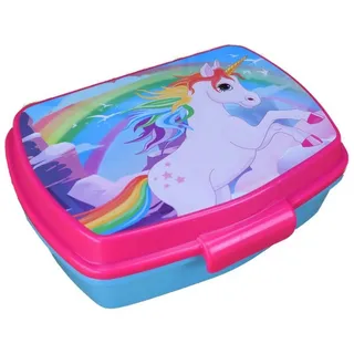 Stor Lunchbox Kunststoff Brotdose 17x13x5,5cm Einhorn hellblau rosa Früchstücksbox blau|rosa