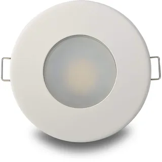 LED Einbaustrahler Bad Weiß 5W kaltweiß super flach rund 230V - IP44 für Badezimmer Außen Feuchtraum - 55mm Bohrloch GU10 Strahler Spot