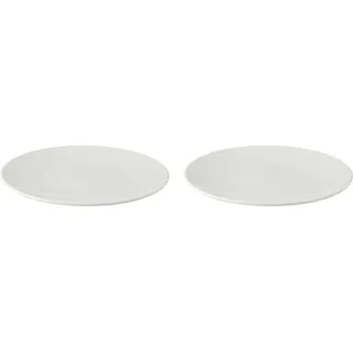 2 x palmer White Delight Teller flach im Set, Porzellan, Ø  21 cm, weiß glänzend, randlos coupe modern, für kleine Speisen, Kuchen oder Beilagen