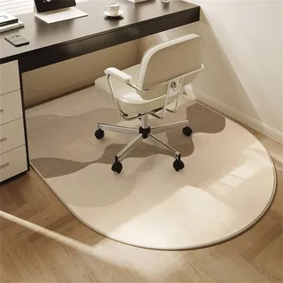 Highdi Bodenschutzmatte Bürostuhl, Bürostuhl Unterlage Kratzfest rutschfest, Halbrund Schalldämmung Bodenmatte Stuhlunterlage, für Parkett Hartböden Bürostuhlunterlage (Beige,80x120cm)