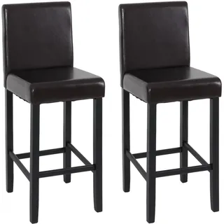 MCW Barhocker Vicenza 2er-Set Holz Leder 2er Set Braun