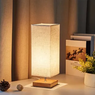 Nachttischlampe E27 LED Tischlampe Holz , Modern Tischleuchte Nachtlicht, Tischlampe Nachtlicht Metall kreativ für Büro Schlafzimmer Kinderzimmer Eckig Arbeitszimmer Wohnzimmer Esszimmer(Rechteck)