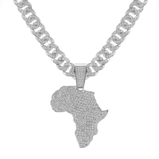 zxcs Mode Kristall Afrika Karte Anhänger Halskette Für Frauen Herren Hip Hop Zubehör Schmuck Halskette Choker Kubanische Link Kette Geschenk