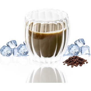 Latte Macchiato Gläser doppelwandig, Cappuccino Tassen - Doppelwandige Gläser aus Borosilikatglas, Spülmaschinenfeste Teegläser Kaffeetassen Set, Kaffee gläser, Thermogläser doppelwandig (250ml)