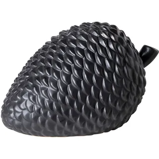 Fink Deko-Zapfen Porzellan schwarz 13 cm - eleganter Tannenzapfen mit detailreicher Struktur, stilvolles Wohnaccessoire für Festliche Weihnachtsdekoration auf Tisch, Kommode oder Fensterbank