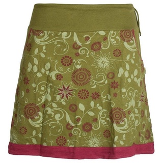 Vishes A-Linien-Rock Lagenlook Blumen-Rock mit Mandalas Tribals Druck Cacheur, Goa, Hippie, Boho Style grün 44