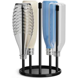 Flaschenhalter Für Sodastream – Hochwertiger Keramik-abtropfkorb Mit Tropfschale Für 5 Sodastream Crystal Flaschen  Schwarz