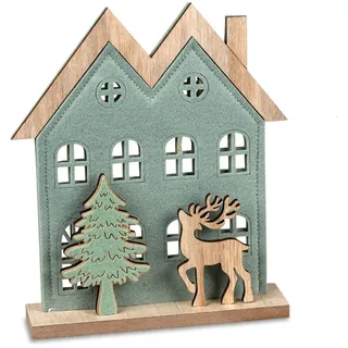 Deko-Haus 20 cm Baum Hirsch grau o. mint Filz Holz formano 521149 Weihnachtsdeko