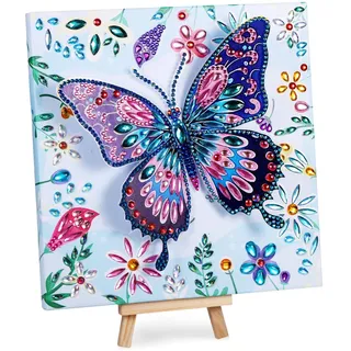 Zocipro Diamond Painting Geschenke Mädchen 6 7 8 9 10 11 Jahre, Basteln 5D diamond painting Schmetterling mit Holzleinwand für Kinder, Bastelset DIY Kreatives Geburtstagsgeschenk Weihnachten