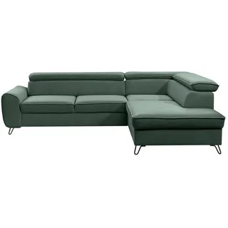 Stylife Ecksofa, Waldgrün, Metall, 4-Sitzer, Ottomane rechts, Eckteil, L-Form, 250x200 cm, Stoffauswahl, seitenverkehrt erhältlich, Wohnzimmer, Sofas & Couches, Wohnlandschaften, Ecksofas