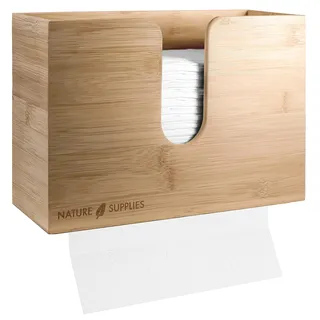 Nature Supplies Papierhandtuchspender aus Holz - Papierhandtuchhalter Mit Wandhalterung oder bei Tisch, für Papierhandtücher mit C-, Z- oder Interfold-Falzung