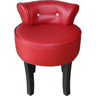 Casa Padrino Designer Hocker Rot / Schwarz mit Bling Bling Steinen - Barock Schminktisch Stuhl