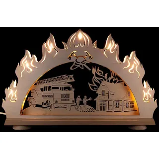 Erzgebirge Palast Saico 3D-Schwibbogen Feuerwehr - 52x32 cm