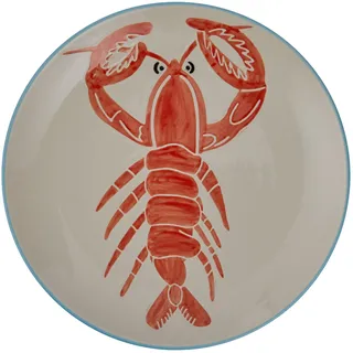 BUTLERS Teller 25 cm Steinzeug - CORAL COAST - Dessertteller mit Hummer Motiv | Essteller für Vorspeisen, Pasta, kleine Salate | Speiseteller für mediterrane Snacks | Tischdeko & Dinner-Partys