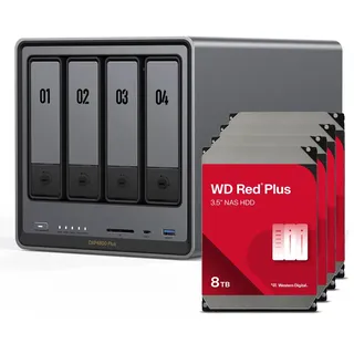 UGREEN DXP4800 Plus 32TB inkl. 4 x 8 TB SATA grau/rot